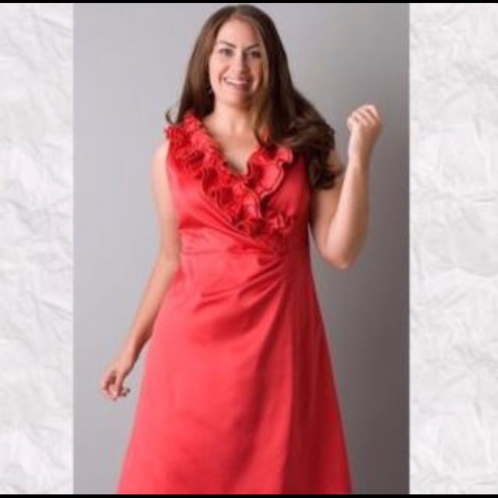 Lane Bryant Formal Red Ruffle Sleeveless Dress NWT